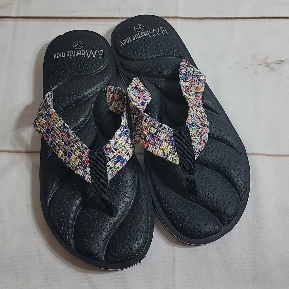 𝅺SANDLES or Flip Flops by BM bernie mav. with beautiful multicolor design